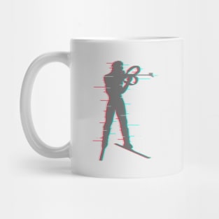 Shooting from a standing position in biathlon. Mug